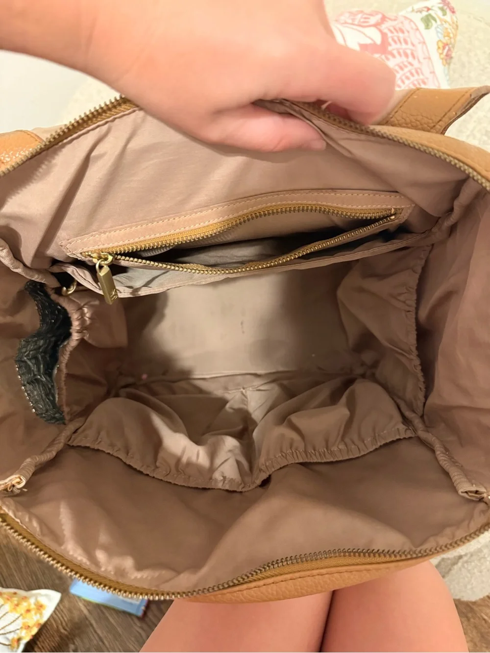 Freshly Picked Tan Leather Backpack Diaper Bag Tote